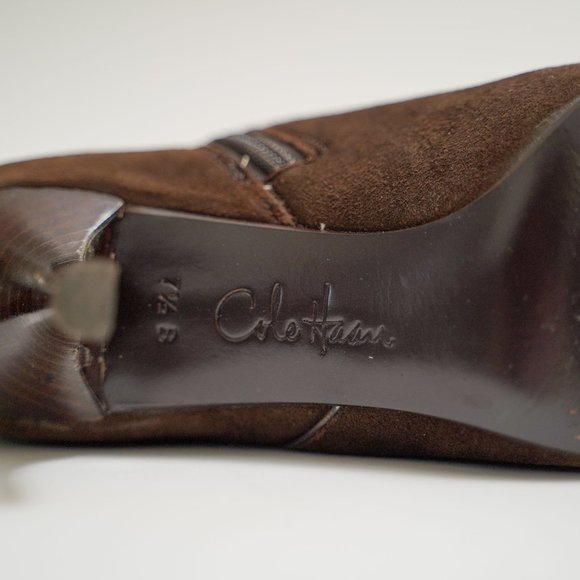 Cole Haan "Rea Short Boot" Dark Chocolate Suede - Picture 5 of 11